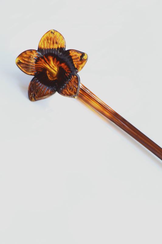 Floral Amber Glass Candle Snuffer (Apaga velas de vidrio)