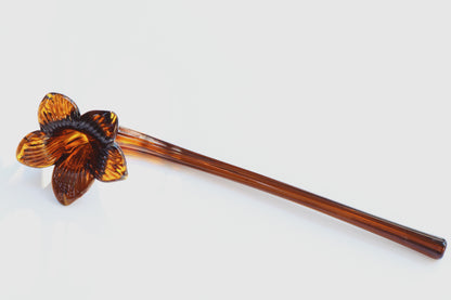 Floral Amber Glass Candle Snuffer (Apaga velas de vidrio)